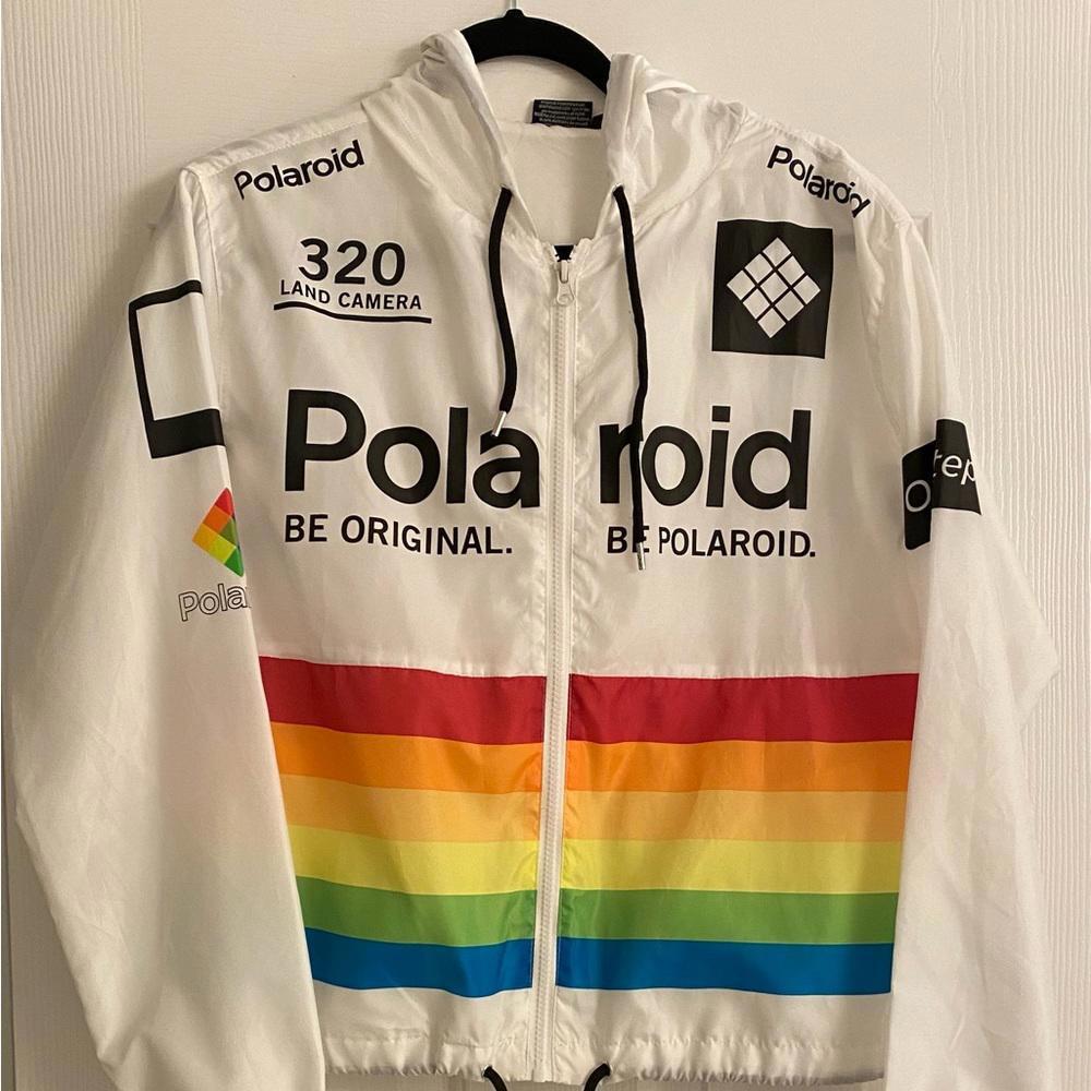 Polaroid White Nylon Hooded Windbreaker